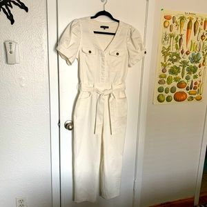 White Denim Jumpsuit/ Boiler Suit